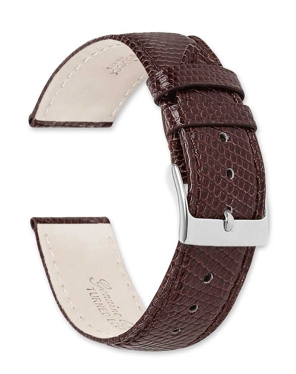 Genuine Lizard Brown 12mm Gold-Tone Bkle Watch Band BA146-12