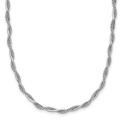 Twisted with 2 Inch Extender Necklace Sterling Silver Rhodium-plated Polished QLF1356-16 1969043466…