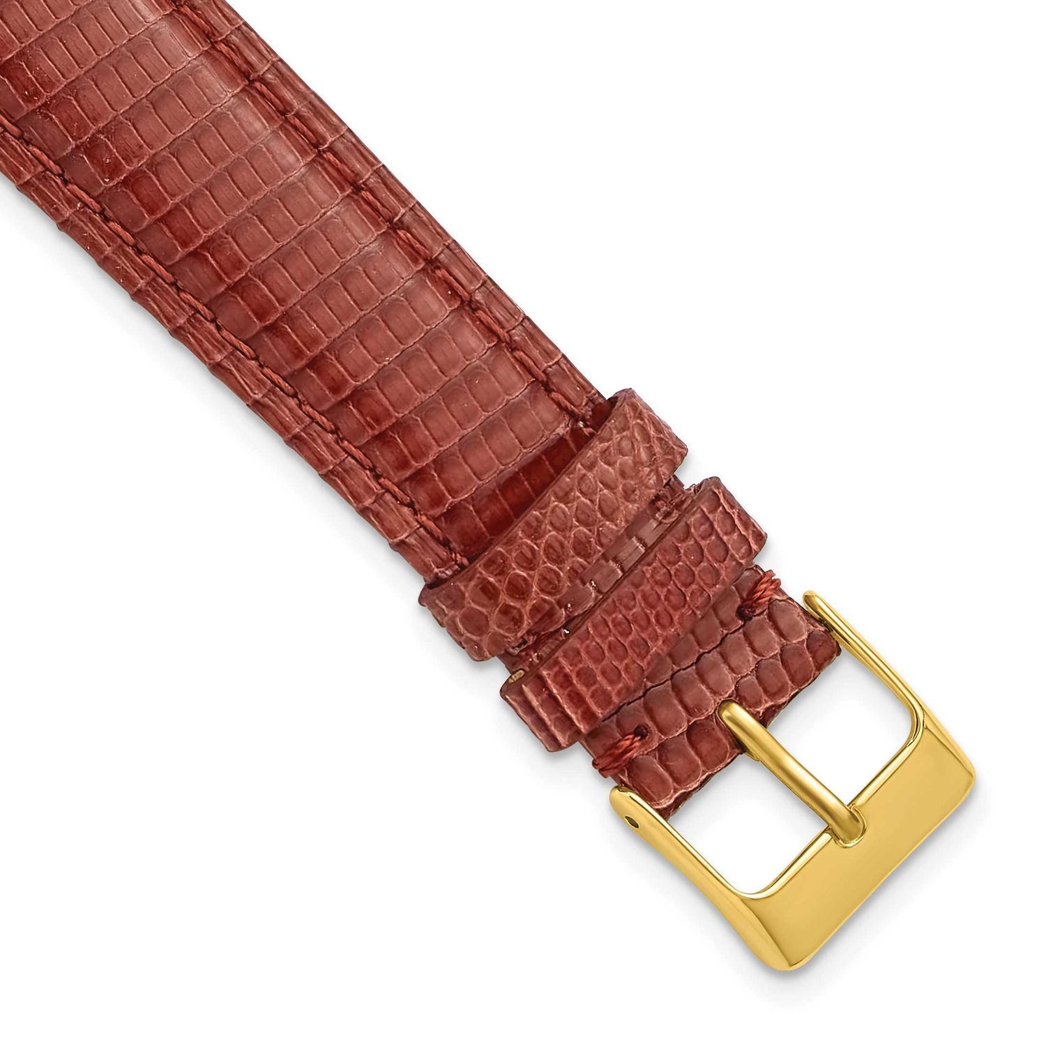 Debeer 18mm Long Havana Genuine Lizard Leather with Gold-Tone Buckle 8.5 Inch Watch Band 320YL-18