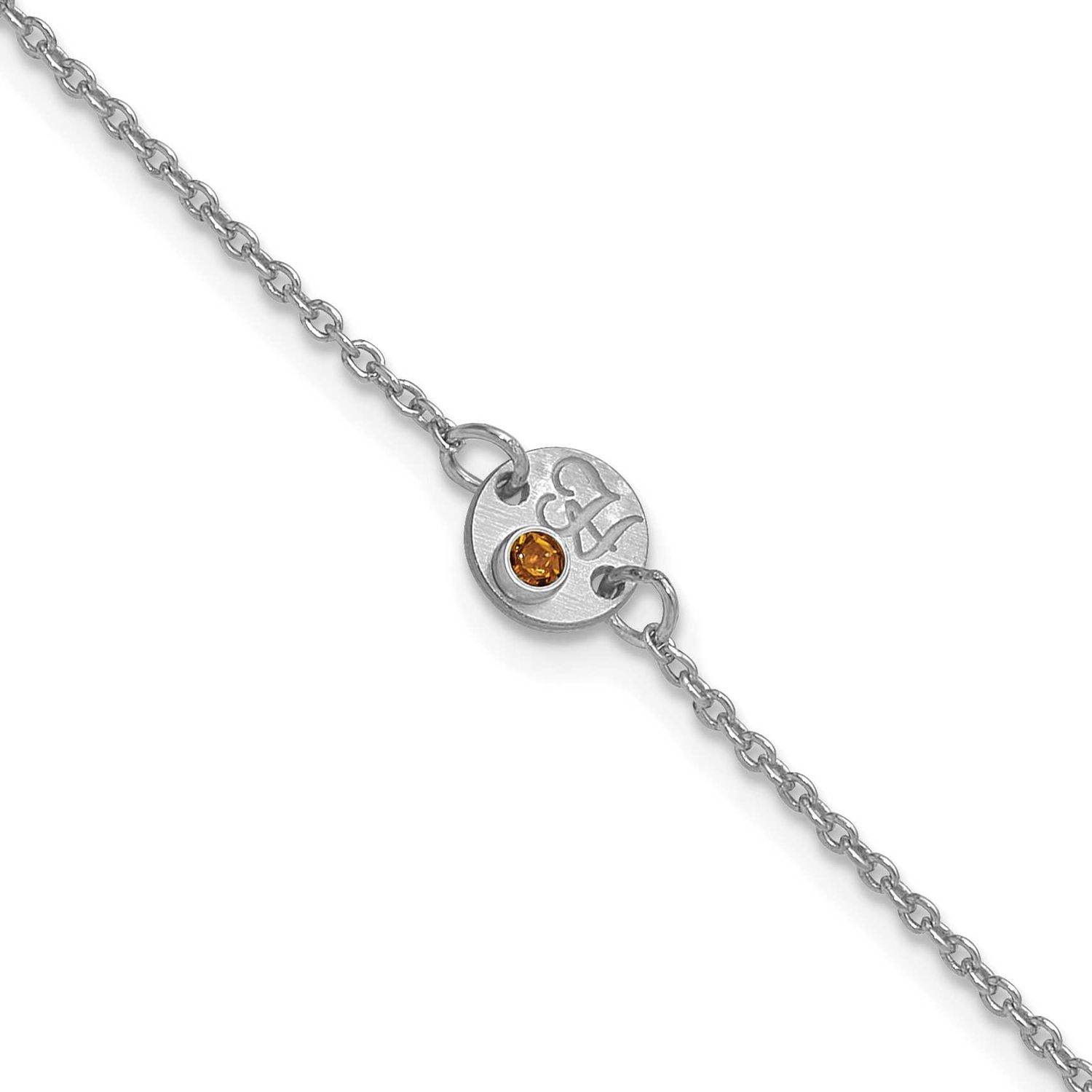 1 Disc with Initial and Birthstone Bracelet 10k White Gold 10XNA1523/1W