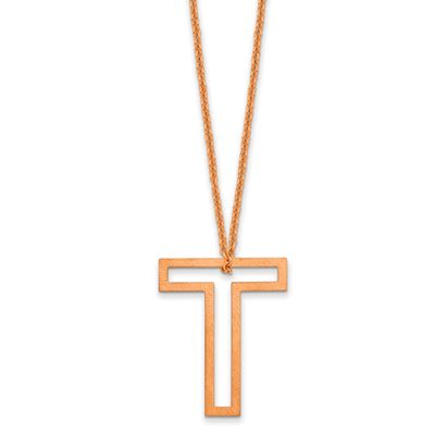Cut Out Slide Initial T Necklace 14k Rose Gold XNA1474R/T