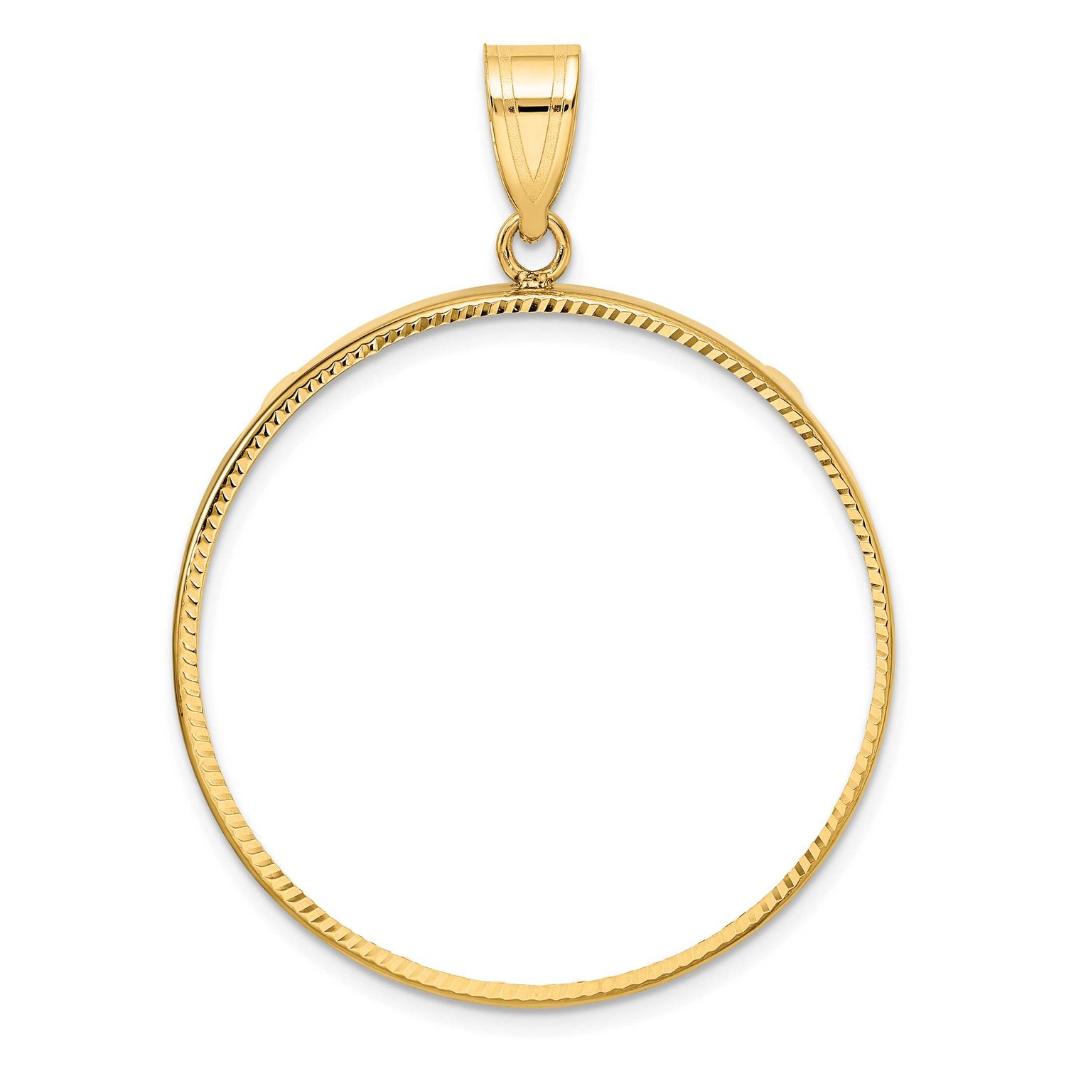 Diamond-Cut 32.7mm Prong Coin Bezel Pendant 10k Gold Polished 10C1801D/32.7