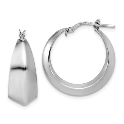 Graduated Hoop Earrings Sterling Silver Rhodium-plated Polished QLE1549