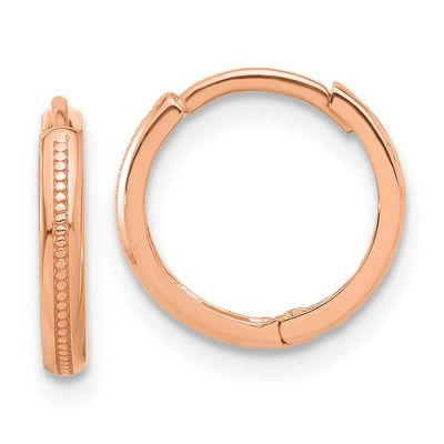 Polished and Textured Huggie Hoop Earrings 14k Rose Gold LE2401R