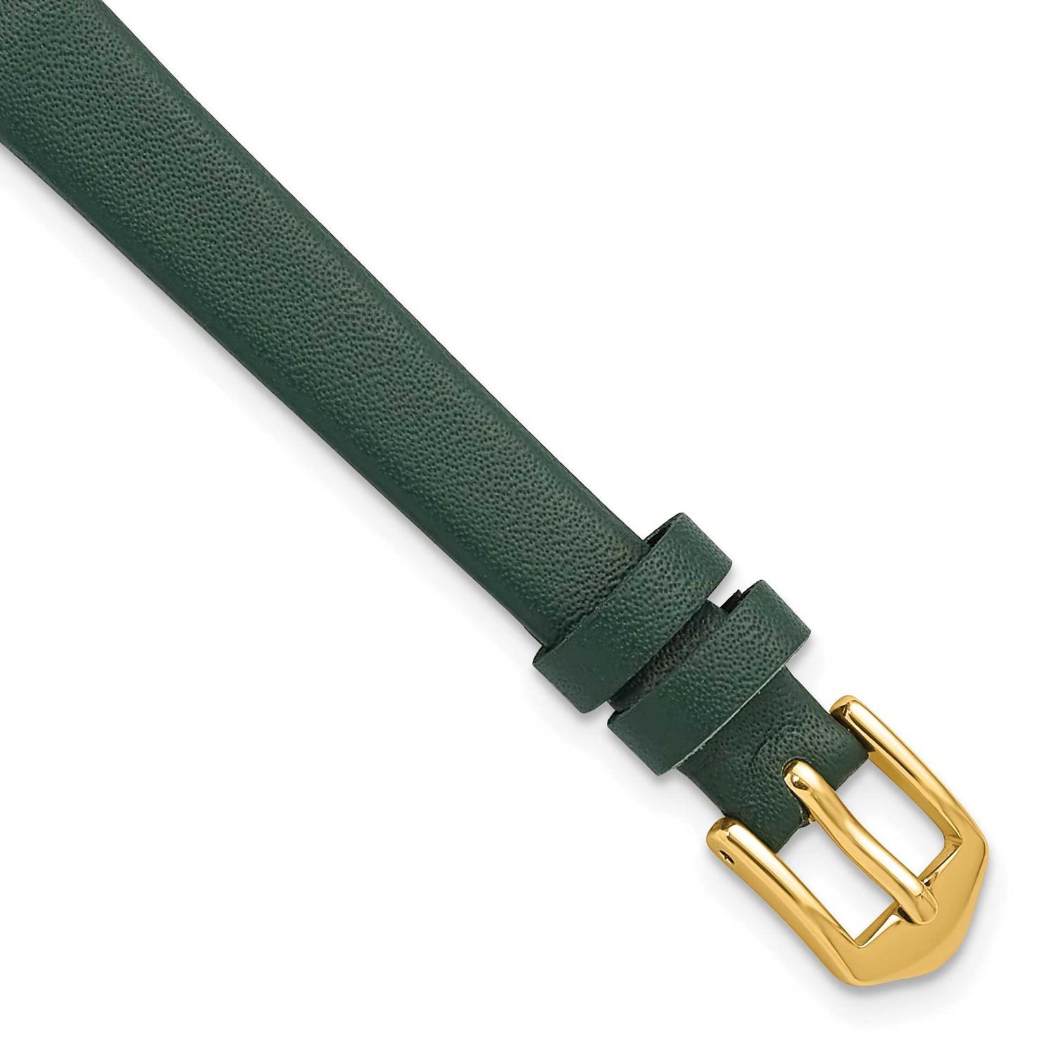Gilden 10mm Forest Green Classic Calfskin Leather with Gold-Tone Aluminum Buckle 6.6 Inch Watch Ban…