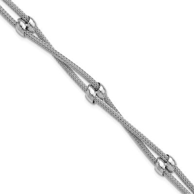Polished 2-Strand Bead with 1 Inch Extender Bracelet Sterling Silver Rhodium-plated QLF1428-7.5 196…