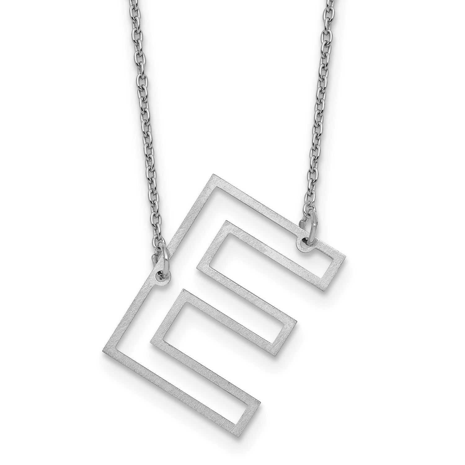 Sideways Cut Out Initial E Necklace 14k White Gold XNA1473W/E