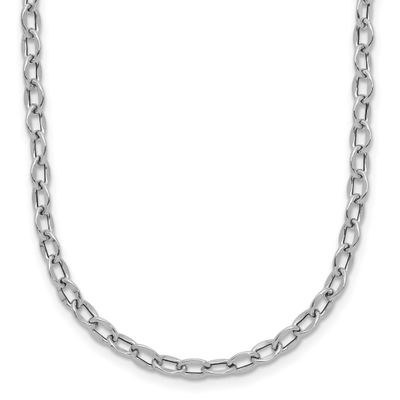 Fancy Flat Cable Link Necklace 14k White Gold Polished LF2263W-18