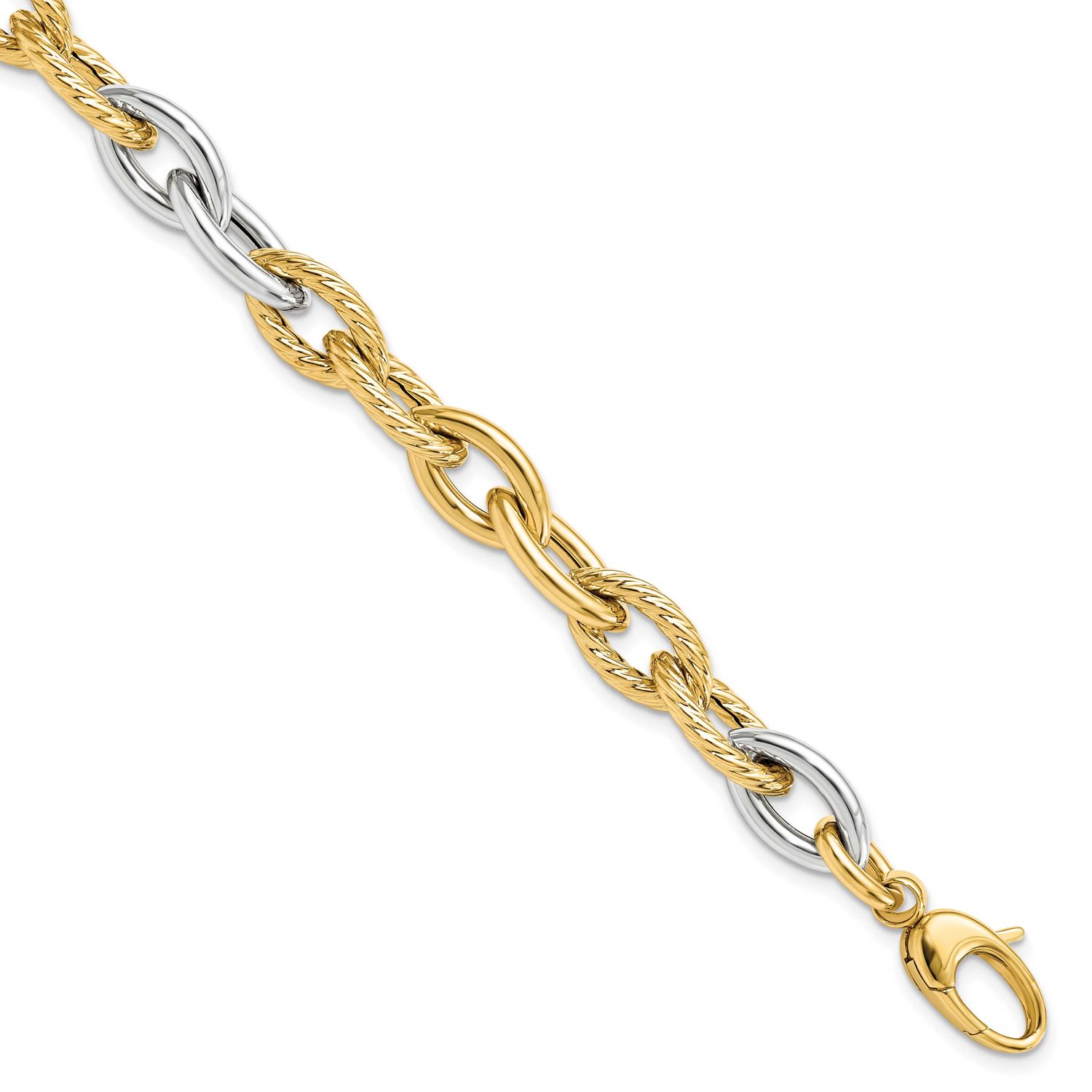 Fancy Link Bracelet 14k Two-tone Gold Polished LF980-7.5 196904315040