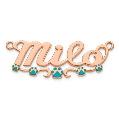 Epoxy Paw Print Name Plate Sterling Silver Rose-plated XNA1508RP