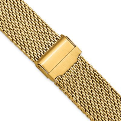 Debeer 12mm Gold Ip-Plated Mesh with Deployment Clasp 7 Inch Watch Strap Stainless Steel BAY579-12