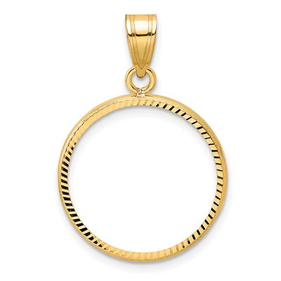 Diamond-Cut 19.0mm Prong Coin Bezel Pendant 10k Gold Polished 10C1801D/19.0
