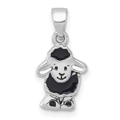 Polished Enamel Black Sheep Pendant Sterling Silver Rhodium-plated QP5980