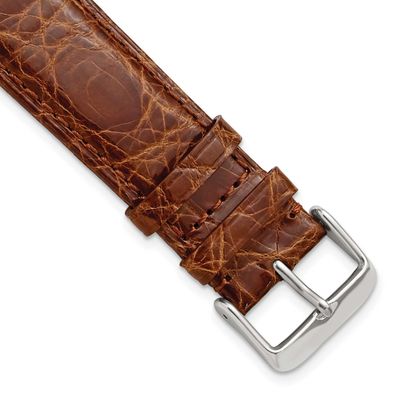 Debeer 16mm Short Havana Genuine Crocodile Leather with Silver-Tone Buckle 6.75 Inch Watch Band 414…