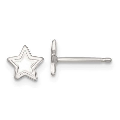 Grooved Star Children&#39;s Post Earrings Sterling Silver Polished QE18308