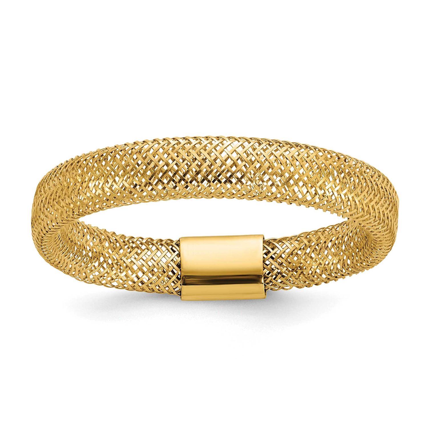 Mesh Stretch Ring 14k Gold Polished LR114 196904288283