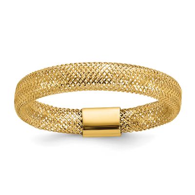Mesh Stretch Ring 14k Gold Polished LR114 196904288283