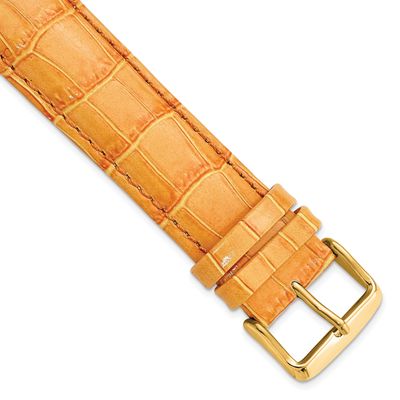 Debeer 22mm Long Orange Crocodile Grain Chronograph Leather with Gold-Tone Buckle 8.5 Inch Watch Ba…