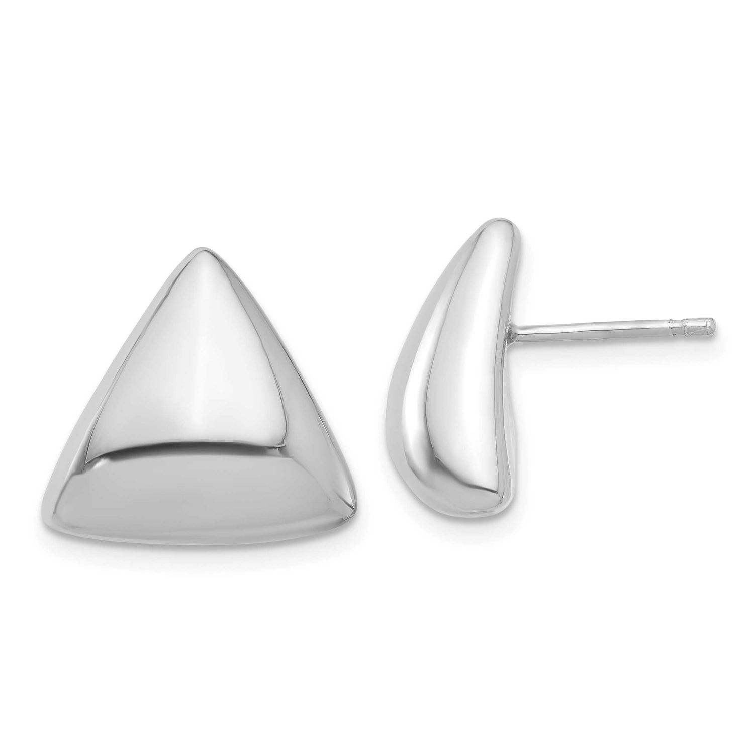 Hollow Triangle Post Earrings Sterling Silver Rhodium-plated Polished QLE1468 196904348147