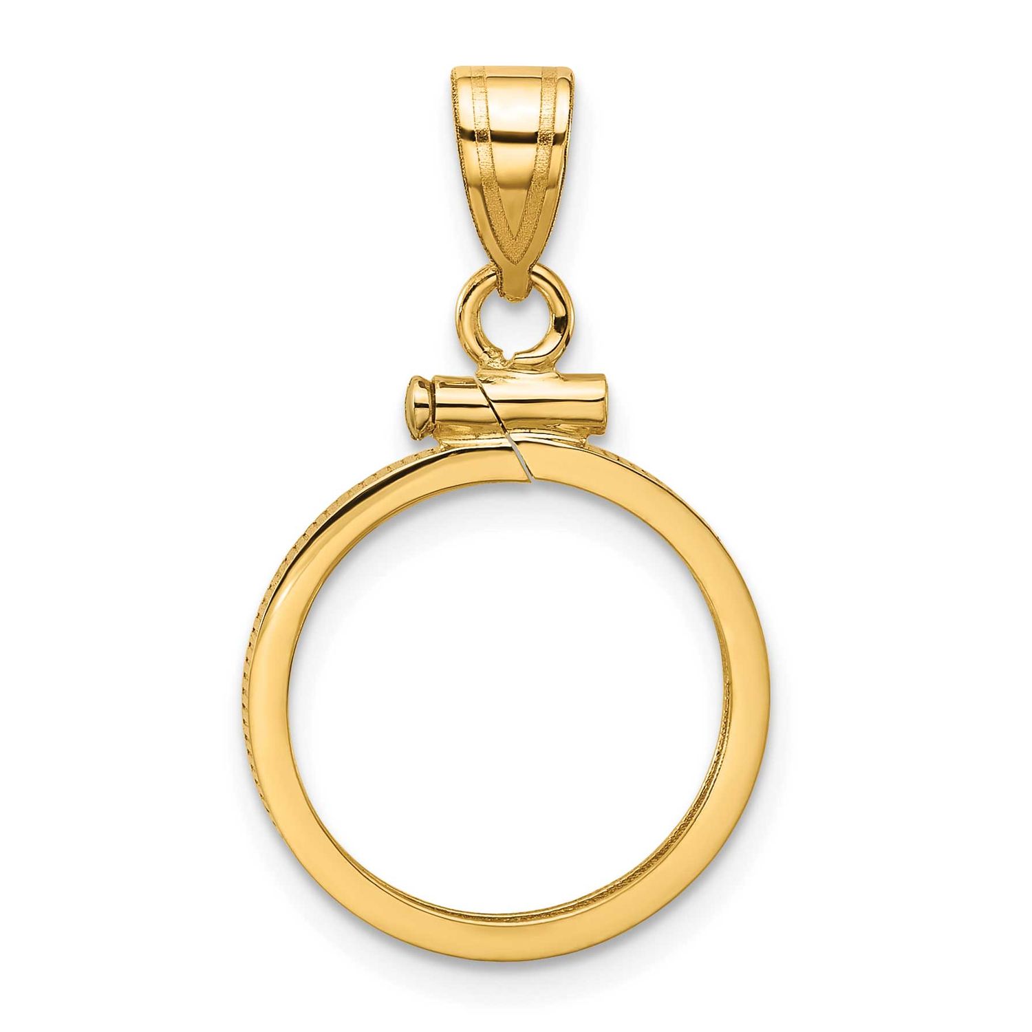 15.5mm x 1.1mm Screw Top Coin Bezel Pendant 10k Gold Polished 10C1885/15.5