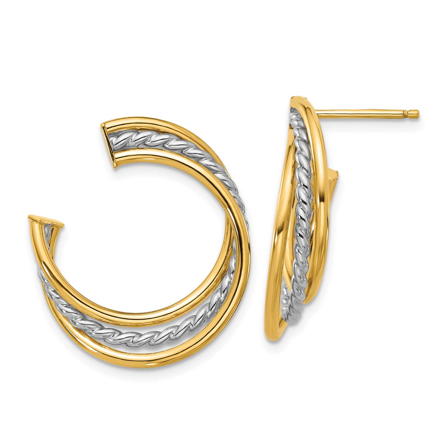 White Rhodium Polished and Post Earrings 14k Gold LE2685 196904338018