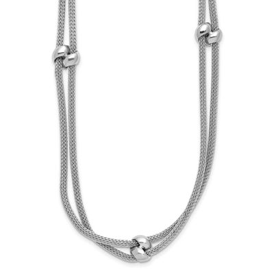 Polished 2-Strand Bead with 2.25 Inch Extender Necklace Sterling Silver Rhodium-plated QLF1428-17 1…