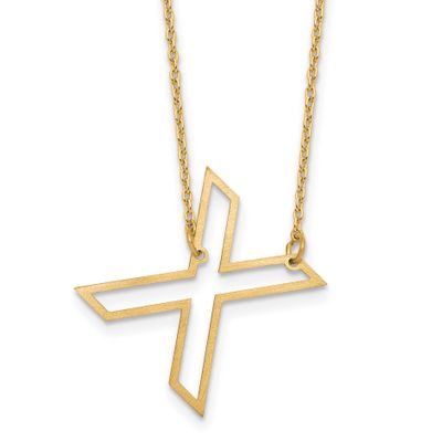 Sideways Cut Out Initial x Necklace 14k Gold XNA1473Y/X