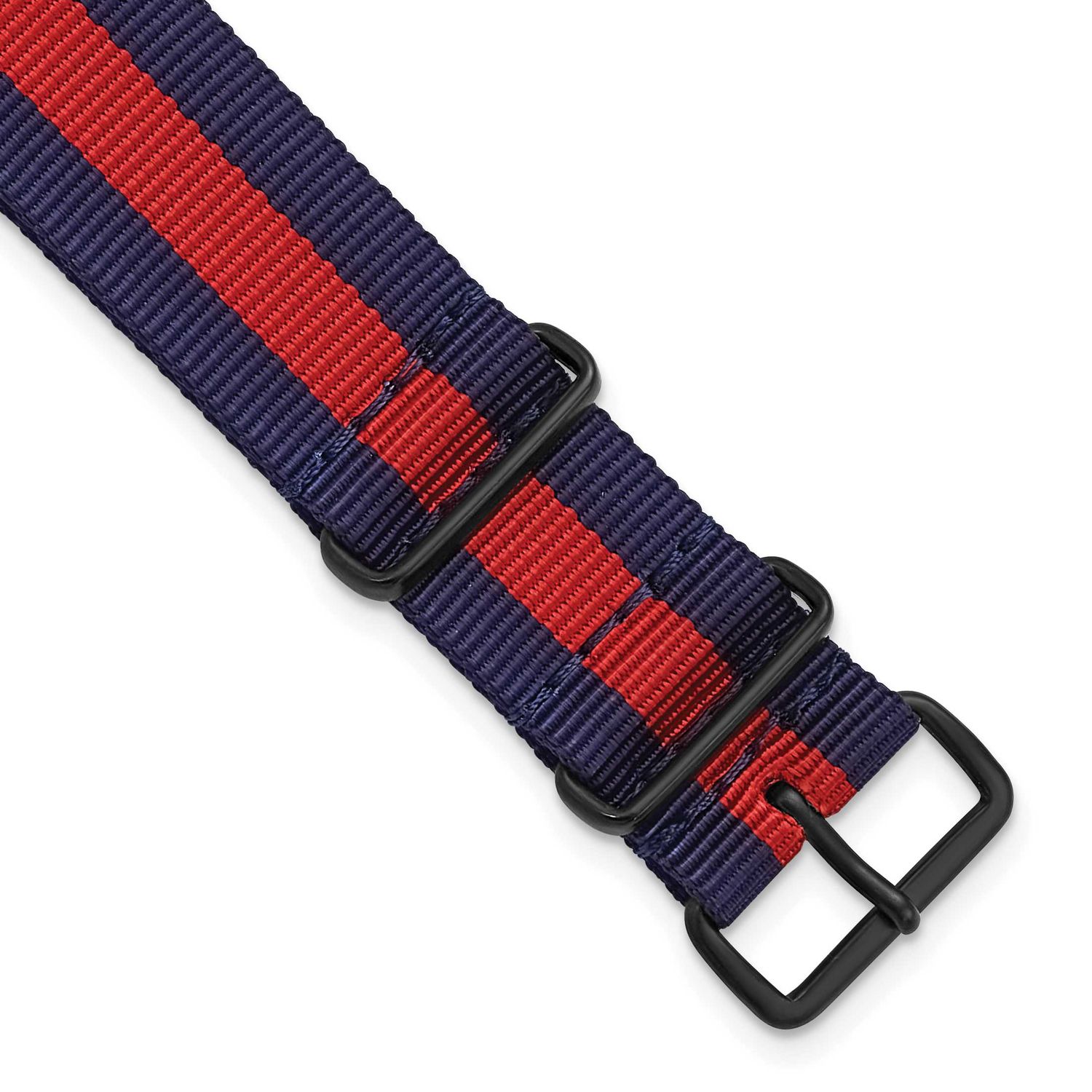 Debeer 22mm One-Piece Navy with Red Stripe Military Ballistic G10 Nylon with Black Pvd-Plated Buckl…
