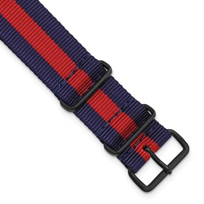Debeer 22mm One-Piece Navy with Red Stripe Military Ballistic G10 Nylon with Black Pvd-Plated Buckl…