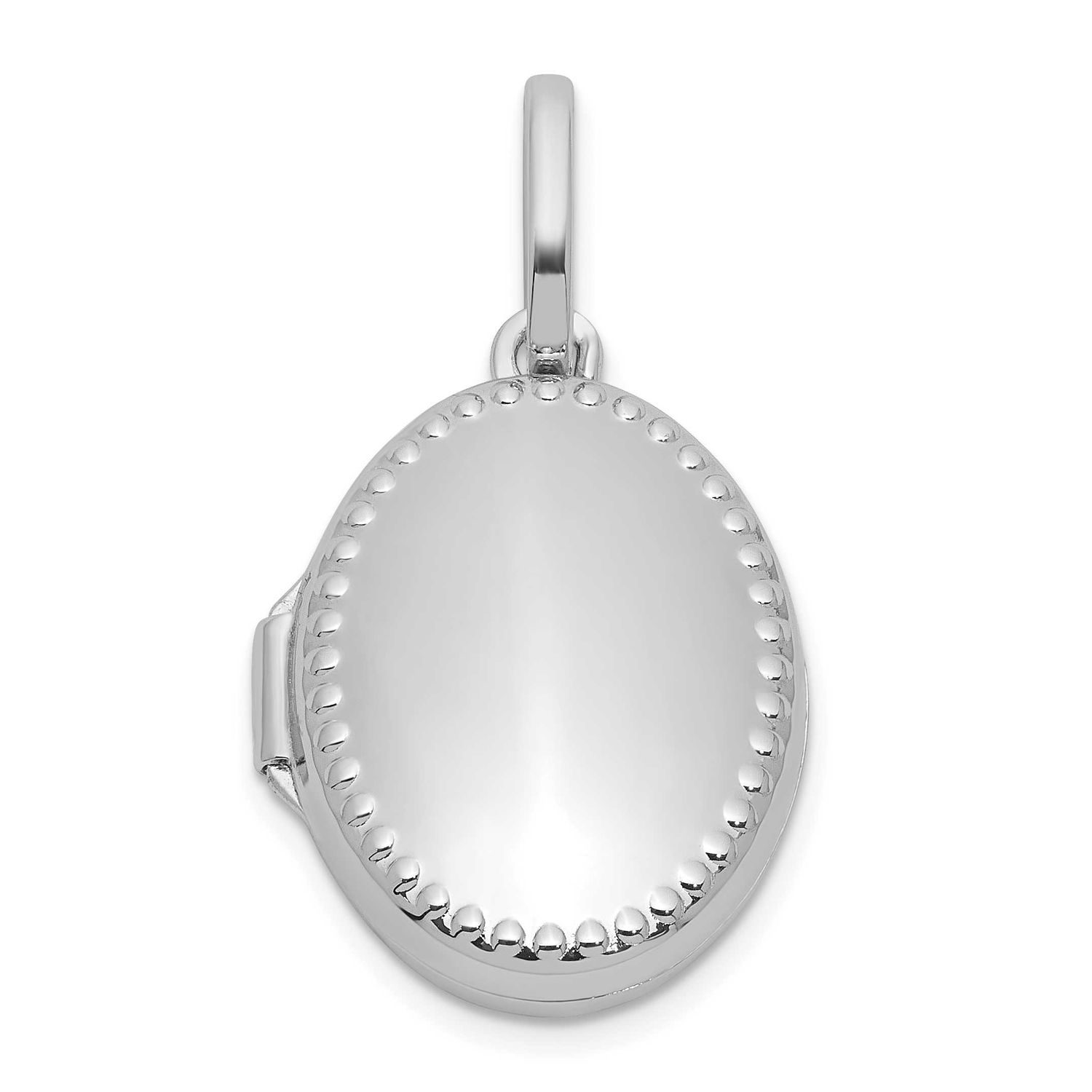 Polished with Border 17mm Oval Locket Sterling Silver Rhodium-plated QLS1226