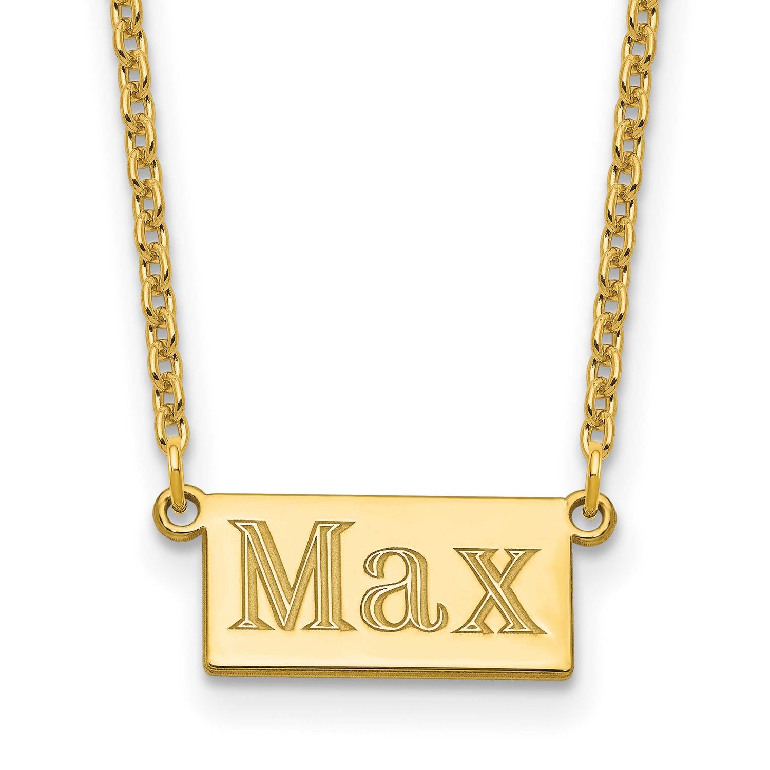 1-3 Letter Name Bar Necklace Sterling Silver Gold-plated XNA1520GP