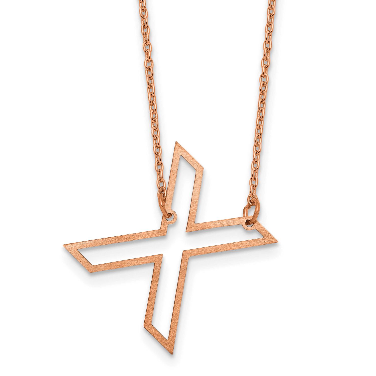 Rose Gold-Plated Sideways Cut Out Initial x Necklace Sterling Silver XNA1473RP/X