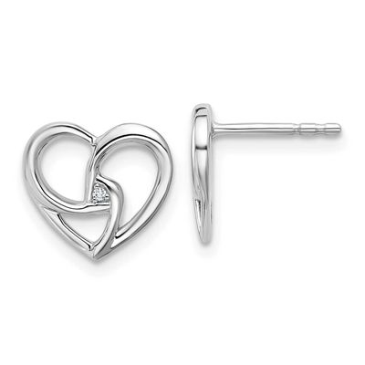 White Ice Diamond Fancy Heart Post Earrings Sterling Silver Rhodium-plated QW604 196904318324