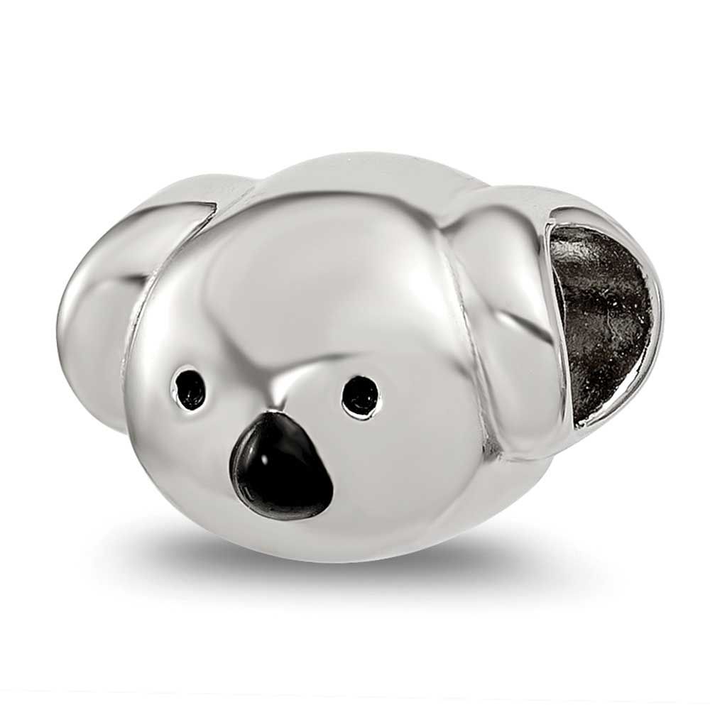 Enamel Koala Bear Face Bead Sterling Silver QRS4555 196904279342