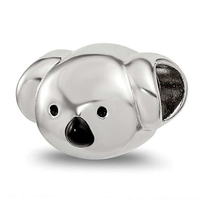 Enamel Koala Bear Face Bead Sterling Silver QRS4555 196904279342