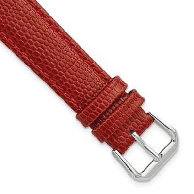 Debeer 19mm Red Lizard Grain Leather with Silver-Tone Buckle 7.5 Inch Watch Band 28-19 196904354384
