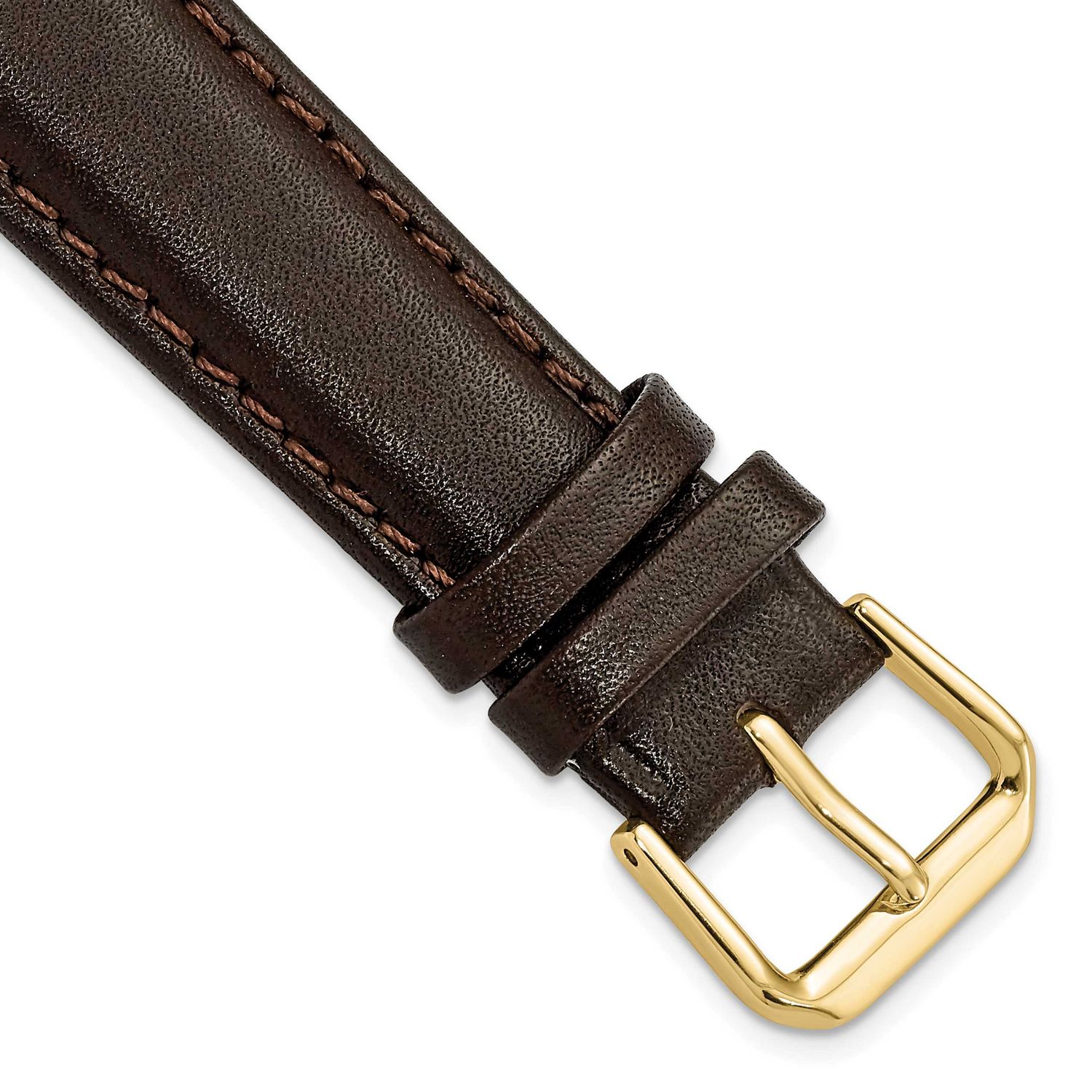 Debeer 18mm Short Dark Brown Smooth Leather with Gold-Tone Buckle 6.75 Inch Watch Band BA84S-18 886…