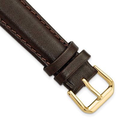 Debeer 18mm Short Dark Brown Smooth Leather with Gold-Tone Buckle 6.75 Inch Watch Band BA84S-18 886…