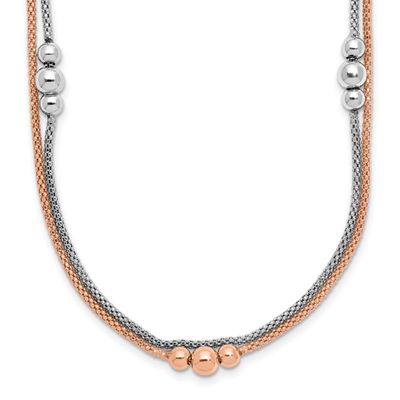 Rose-Tone with 1.75 Inch Extender Necklace Sterling Silver Rhodium-plated QLF1355-16 196904323755