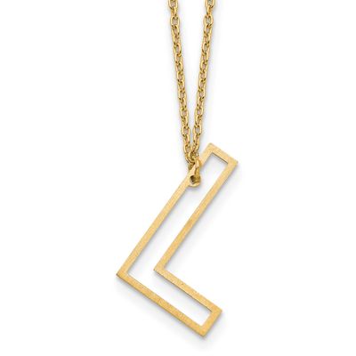 Sideways Cut Out Initial L Necklace Sterling Silver Gold-plated XNA1473GP/L
