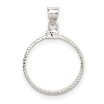 Diamond-Cut 26.4 x 1.8mm Susan B. Anthony Screw Top Coin Bezel Pendant Sterling Silver Polished QBC…