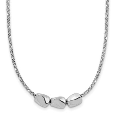 Beads with 2 Inch Extender Necklace Sterling Silver Rhodium-plated Polished QLF1456-16