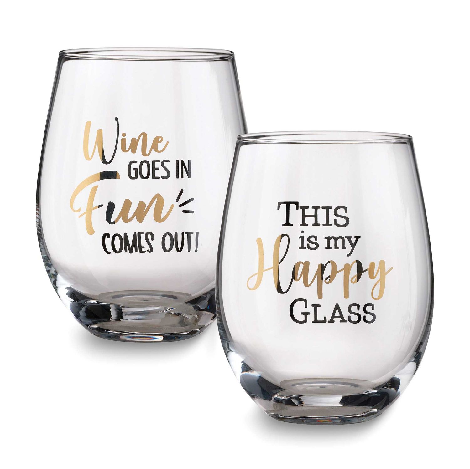 Lillian Rose Fun Set of 2 Stemless Wine Glasses with Assorted Sayings GM23956 710309459019