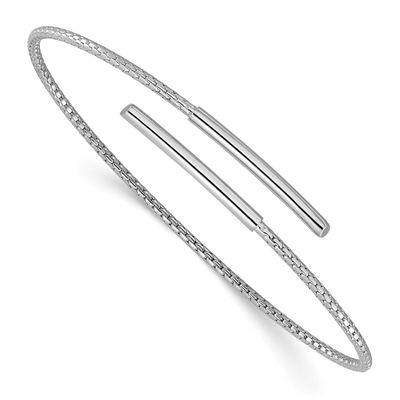 Polished Bypass Cuff Bangle Sterling Silver Rhodium-plated QLF1377 196904322277