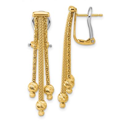 Polish/Texture/Diamond-Cut Fancy Dangle Omega Earrings 14k Gold LE2847 196904316016