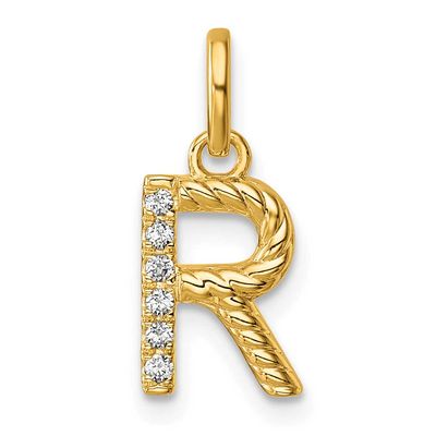 Twisted .05 Ct. Diamond Initial R Charm 14k Gold PM10732R-YA