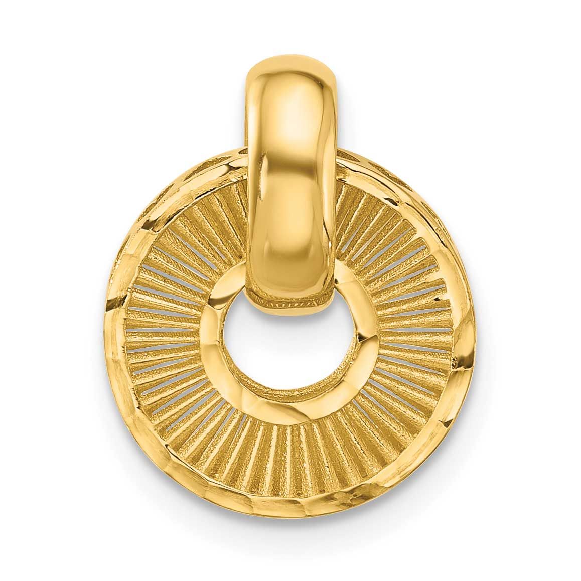 Diamond-Cut Circle Pendant 14k Gold Polished LF2048 196904342862