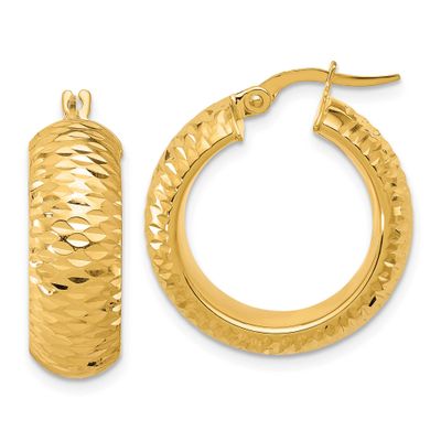 Diamond-Cut Half Round Circle Hoop Earrings 14k Gold Polished LE2734 196904272824
