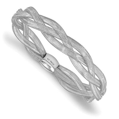 White Rhodium Plating Fancy Stretch Bangle Bracelet 14k Gold LF747W