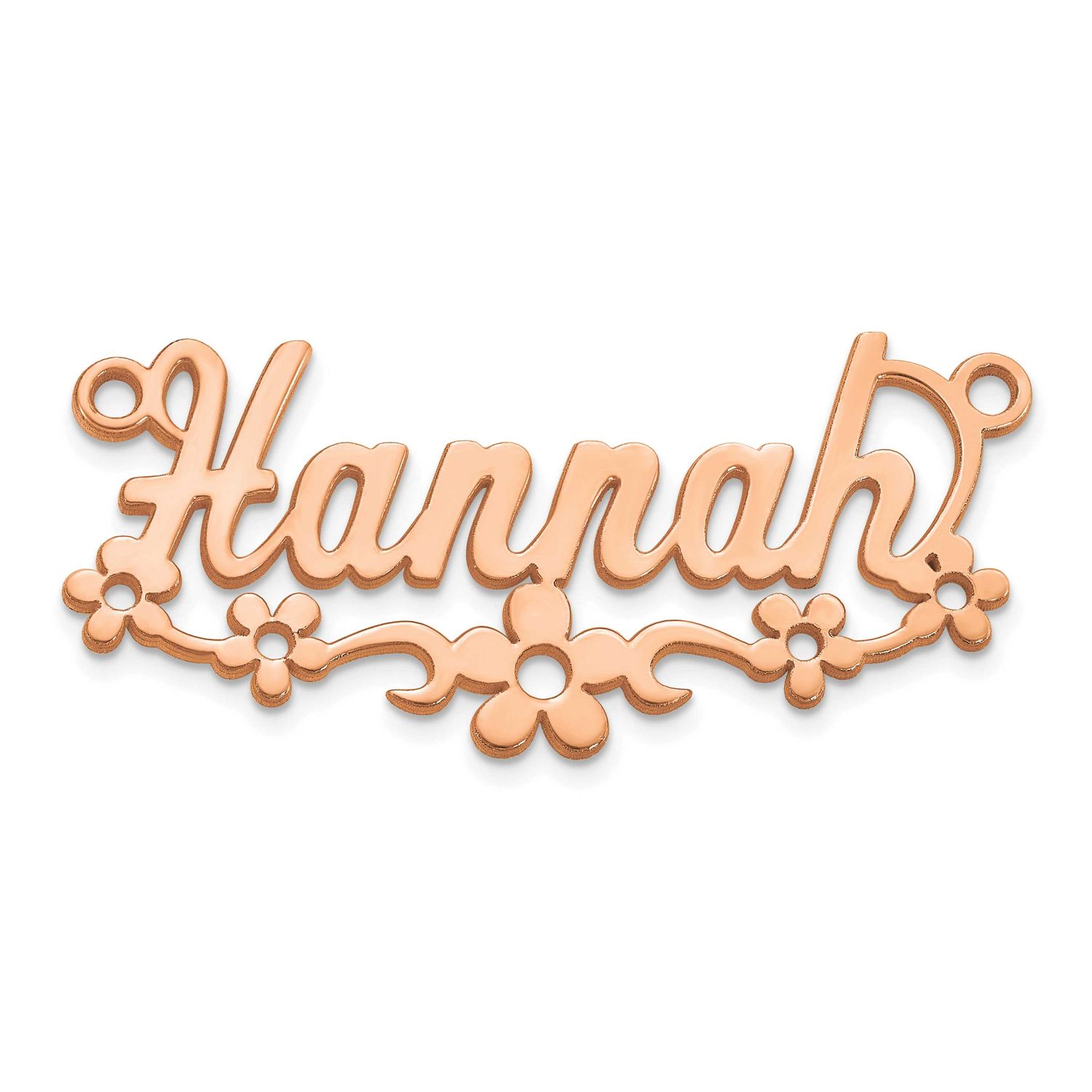 Rose Gold-Plated Flower Name Plate Sterling Silver XNA1494RP
